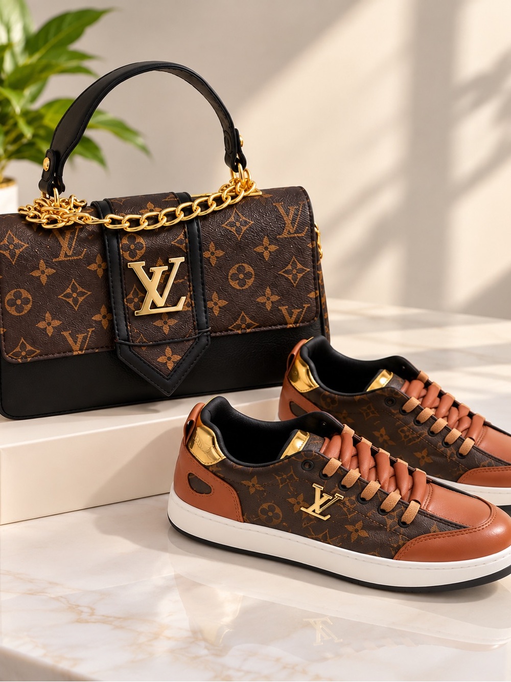 Apt. 9 Brown, Tan & Gold Monogram Accent Women's Sneakers
